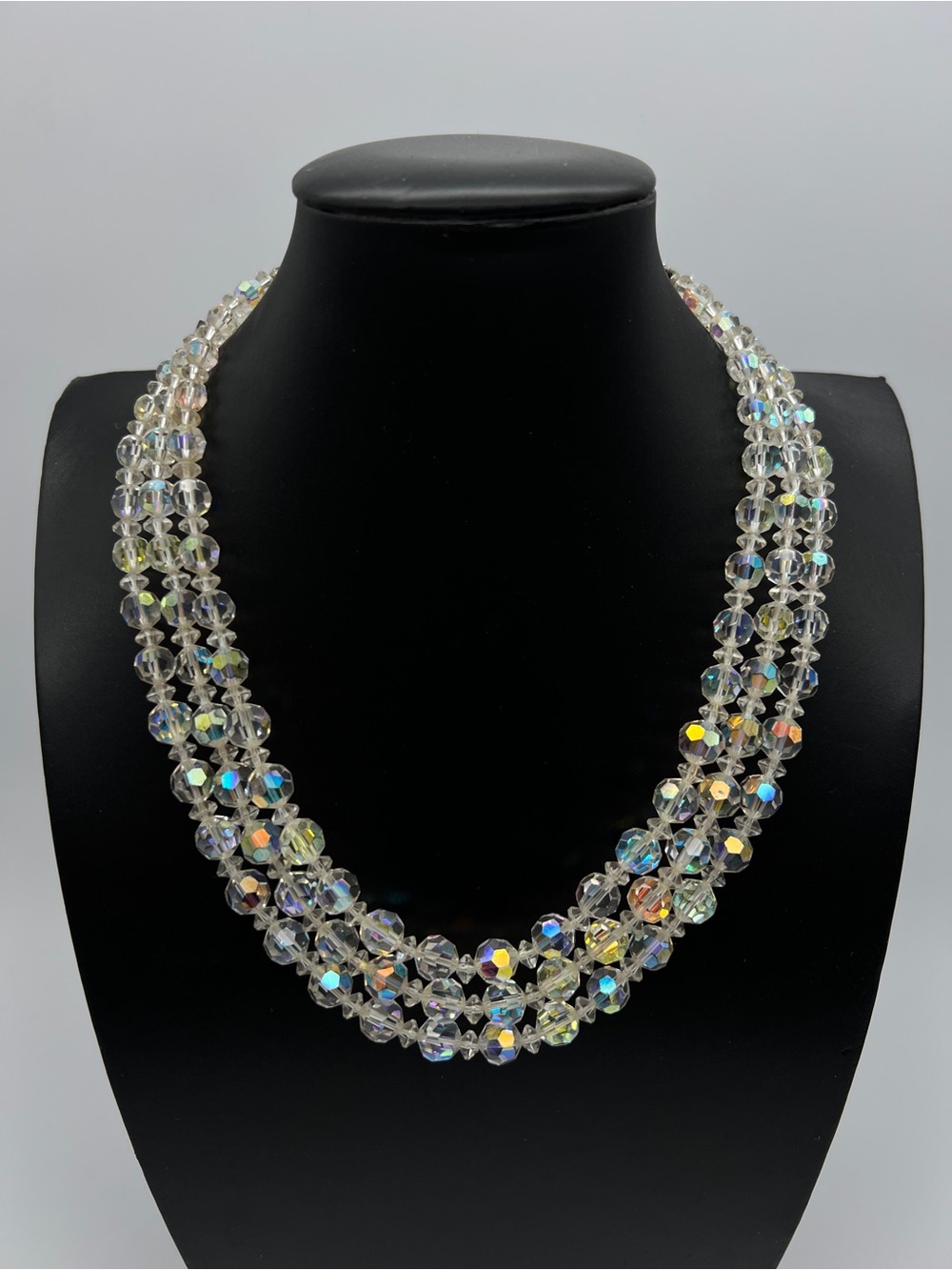 Vintage Continental Aurora Borealis Crystal Multi-Strand Necklace